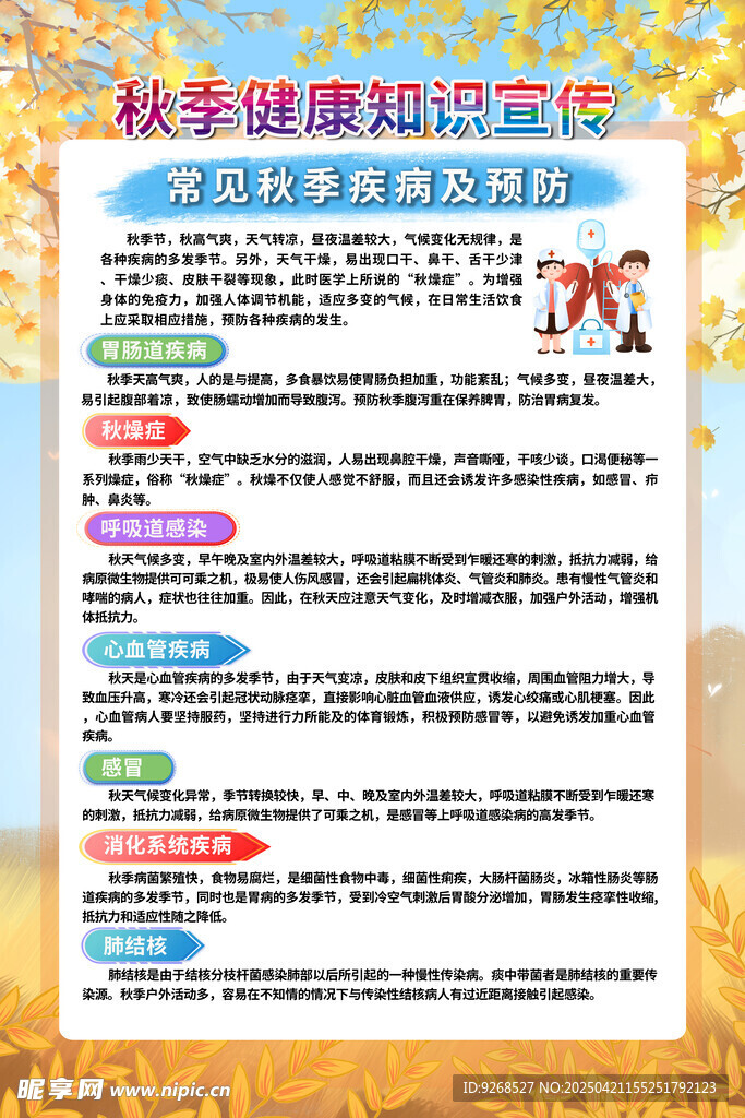 秋季健康知识展板海报