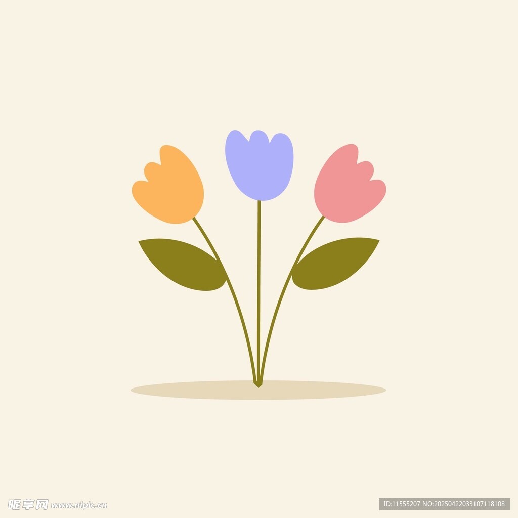 三朵小花插画