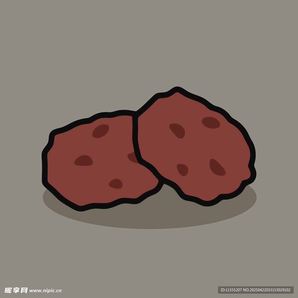 卡通风格的两片红色肉饼