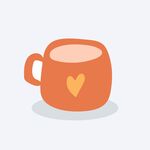 爱心图案的橙色咖啡杯