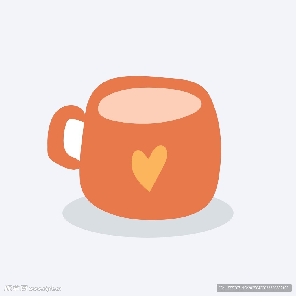 爱心图案的橙色咖啡杯