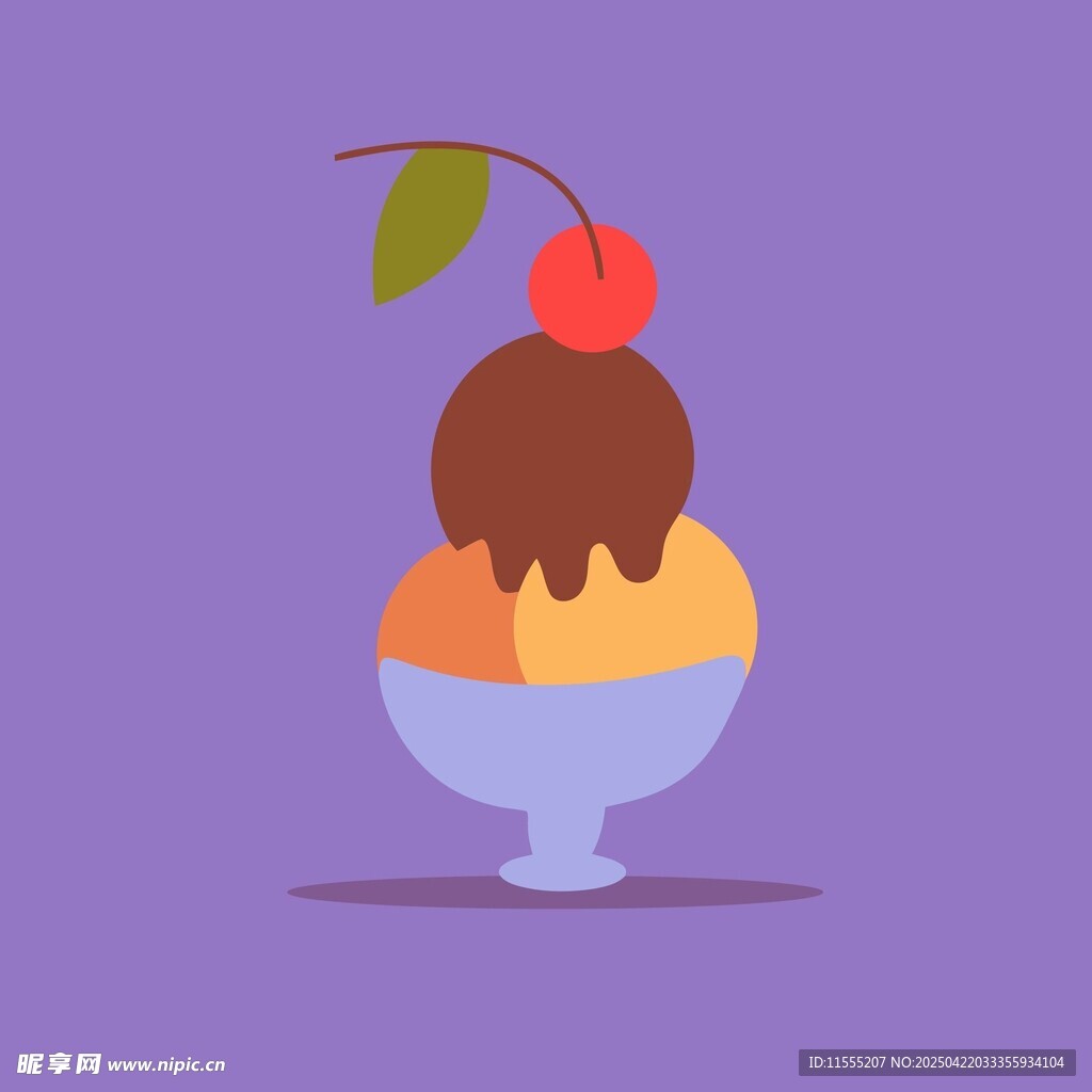 美味樱桃冰淇淋插画
