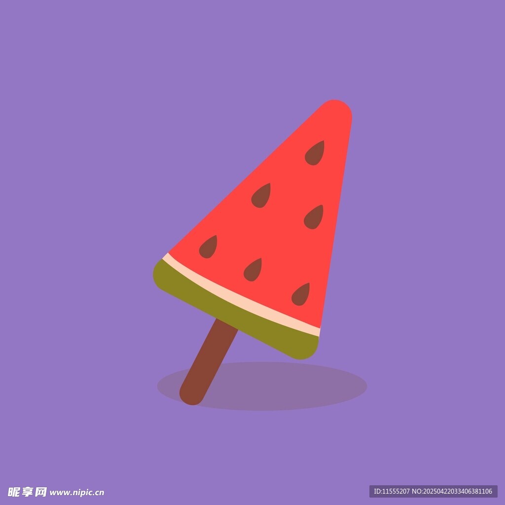 卡通西瓜冰棍插画