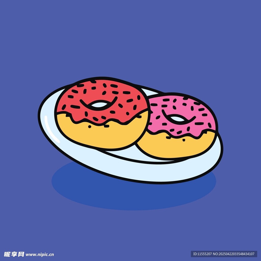 盘子里的美味甜甜圈