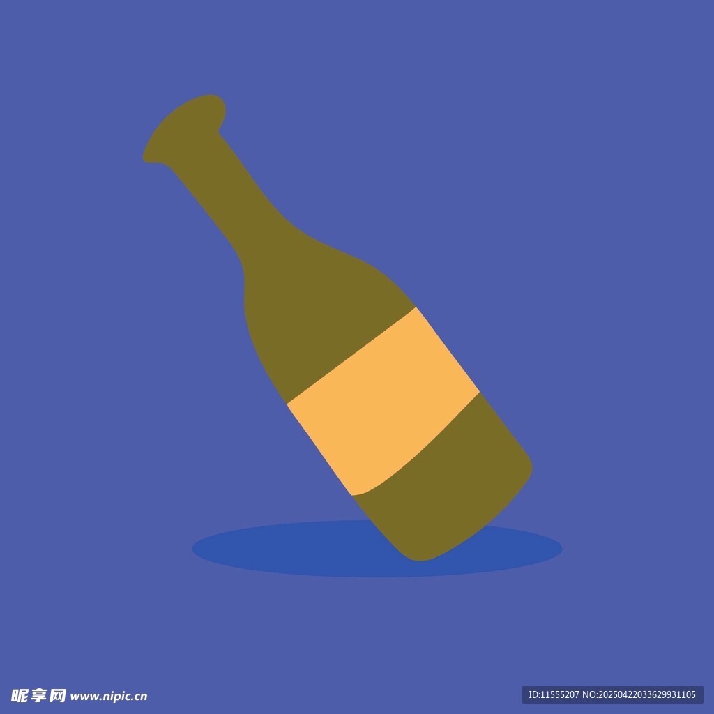 倾斜的绿色酒瓶