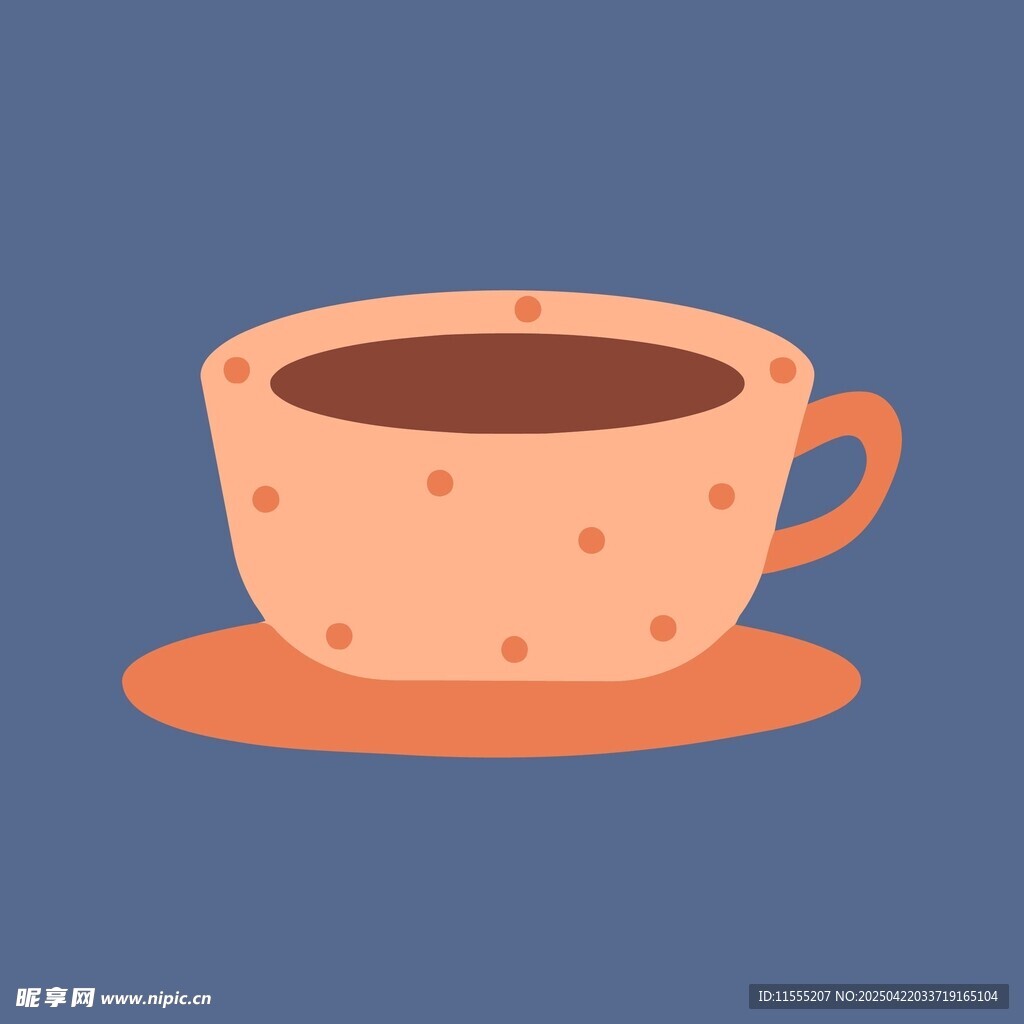 橙色波点咖啡杯