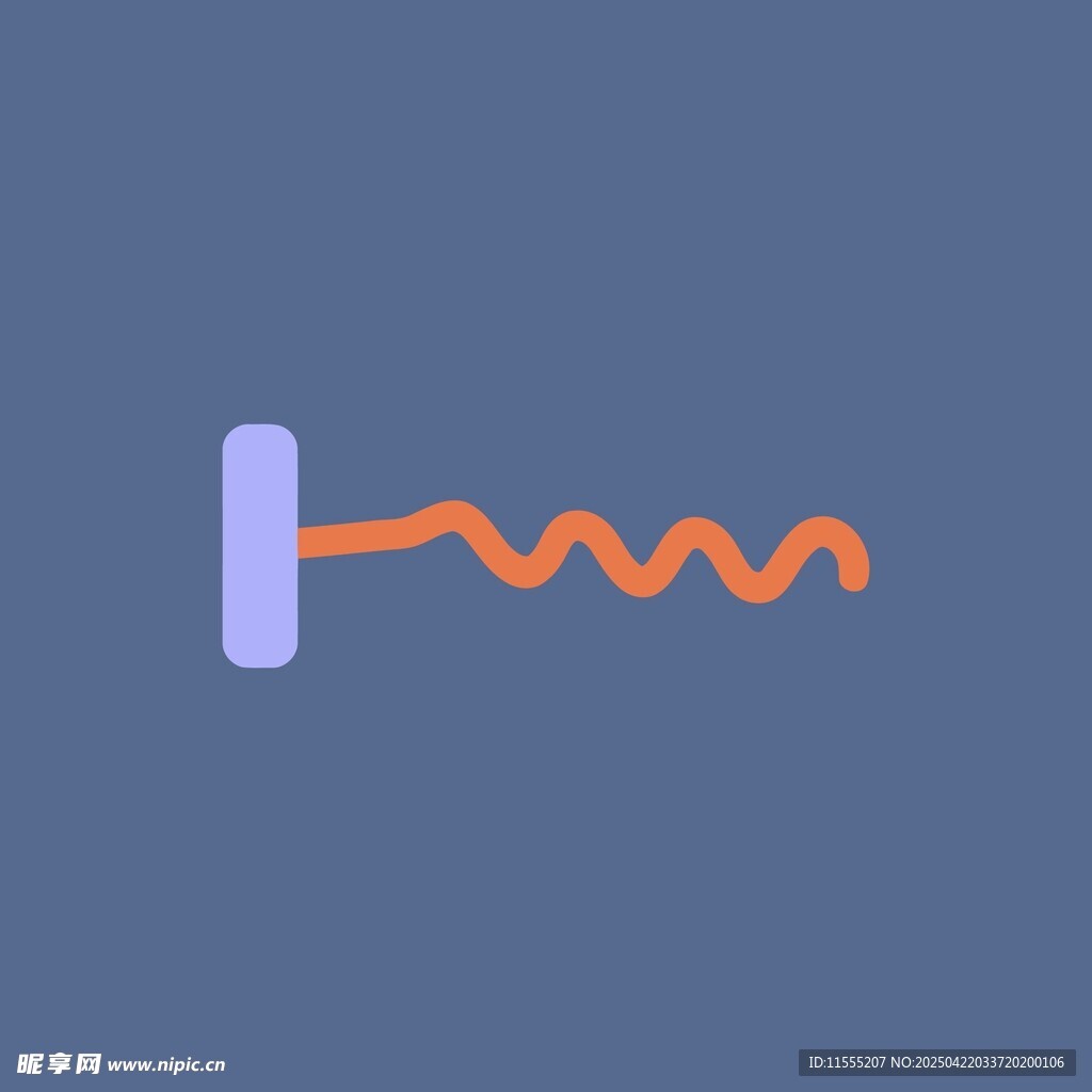 紫色物体旁的橙色波浪线条
