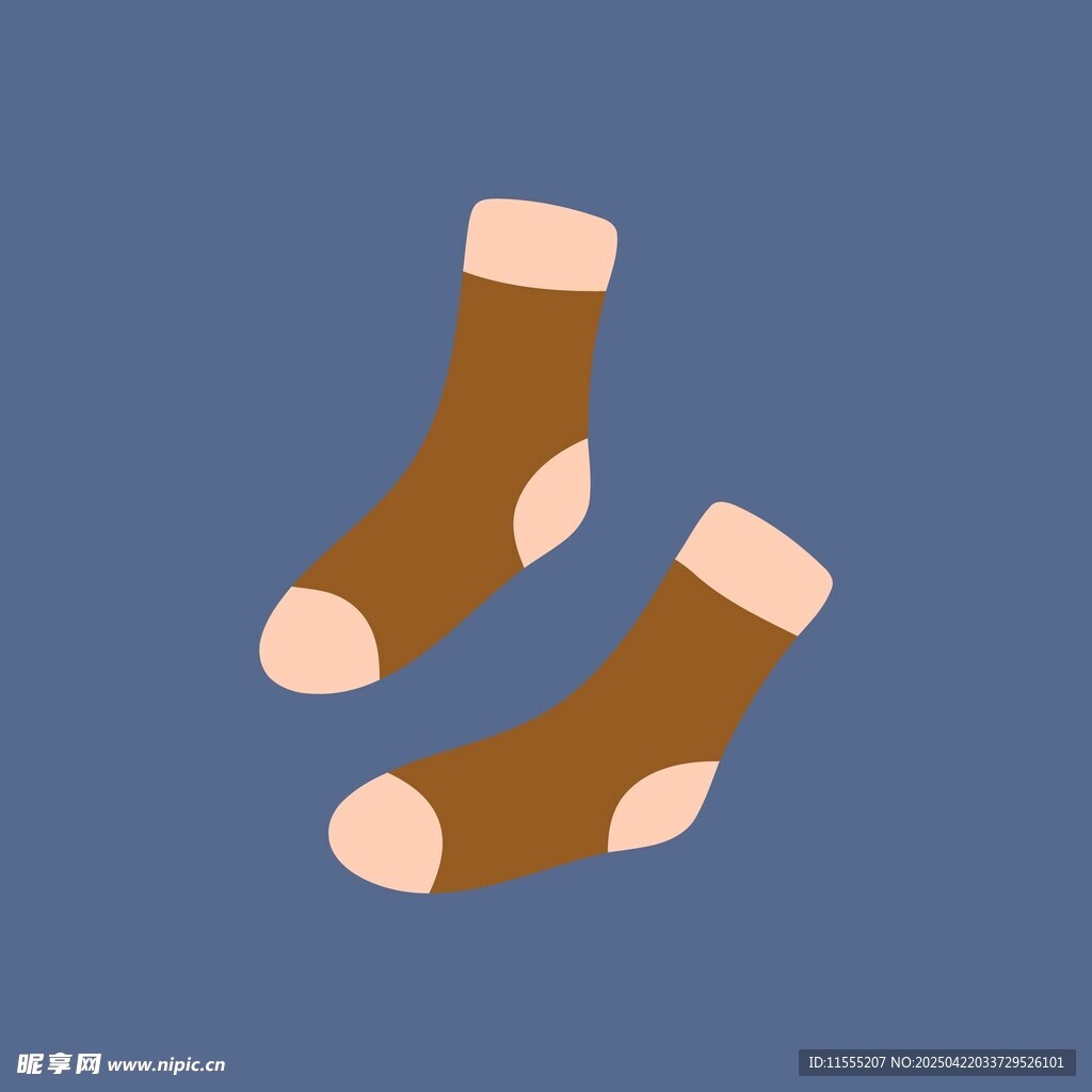 棕色拼色袜子插画