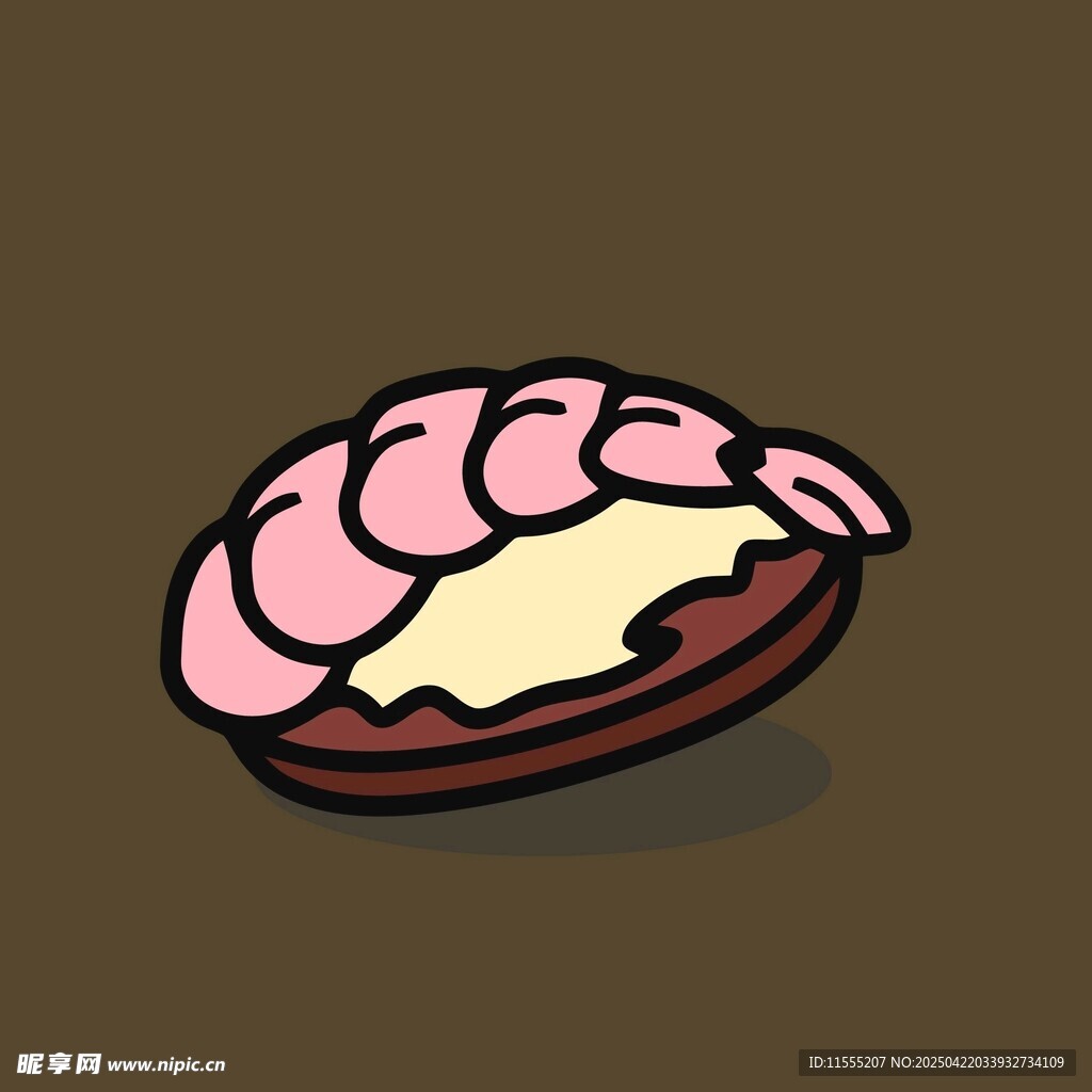 卡通风格的虾肉夹心面包