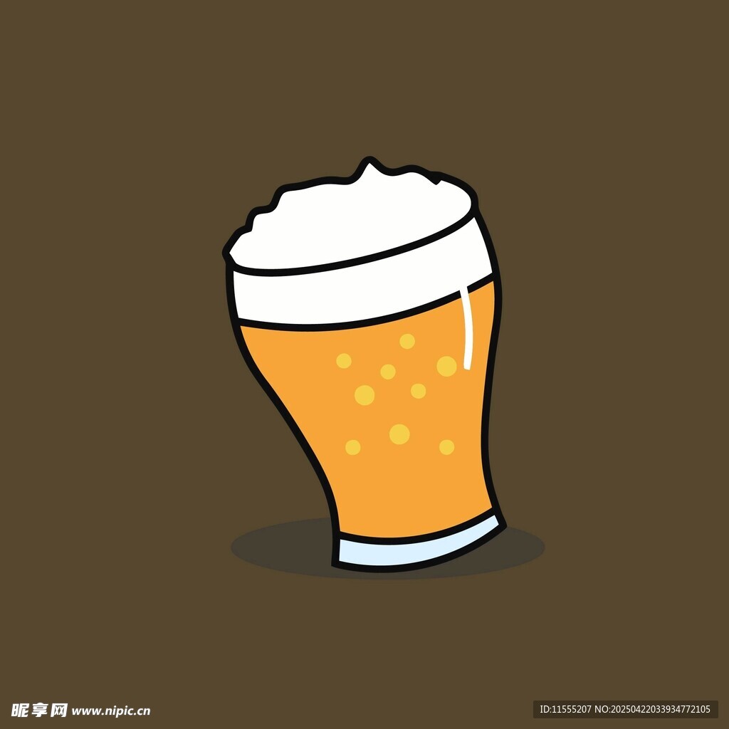 卡通风格的满溢啤酒杯