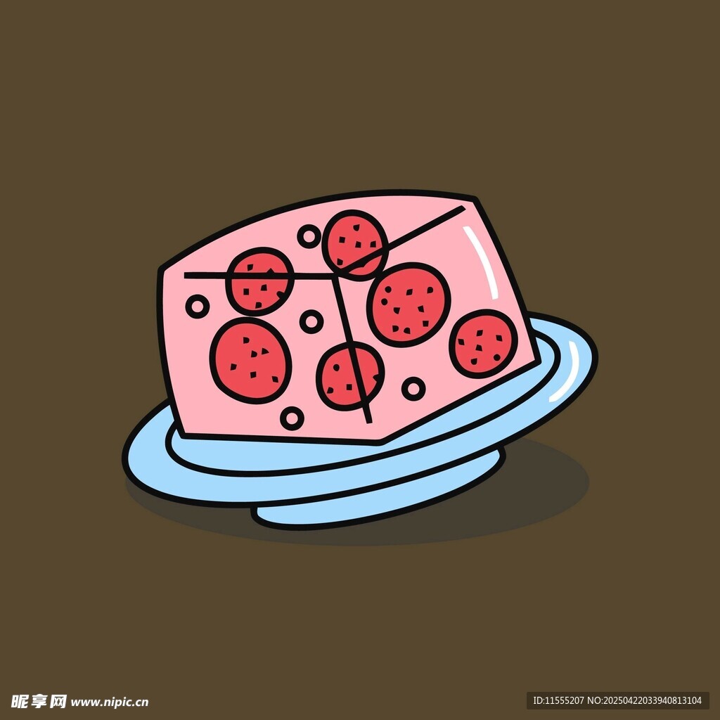 卡通草莓果冻甜点插画