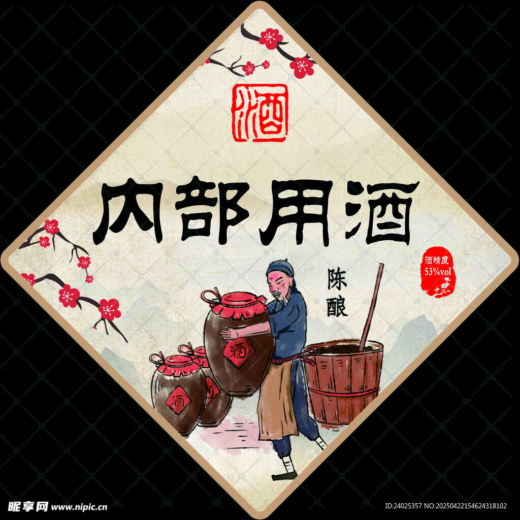 传统内部用酒复古宣传图