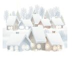 冬日雪覆村庄温馨景象