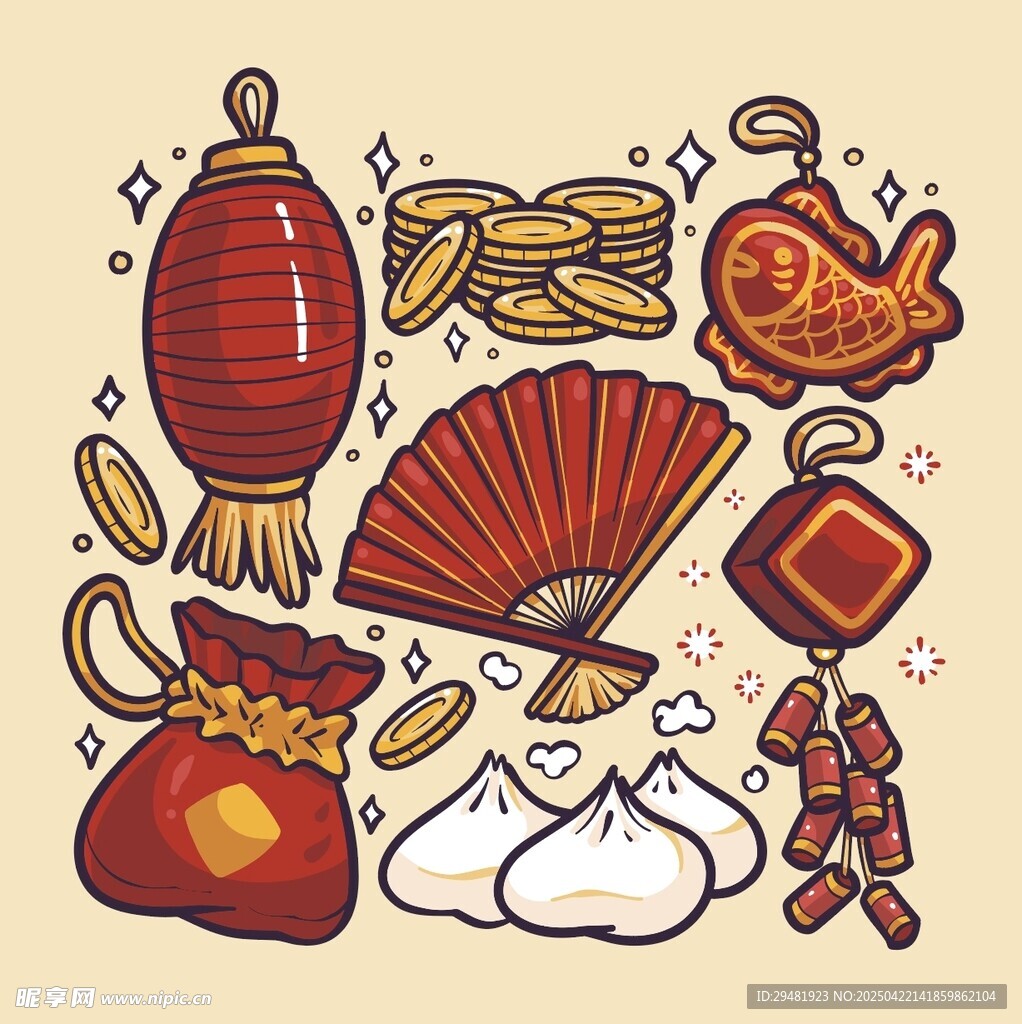 传统中式节日元素插画