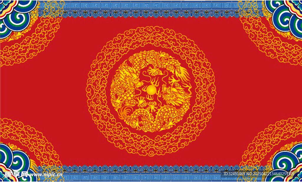 中式传统红色吉祥花纹图案