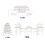 中式古建筑线稿设计图
