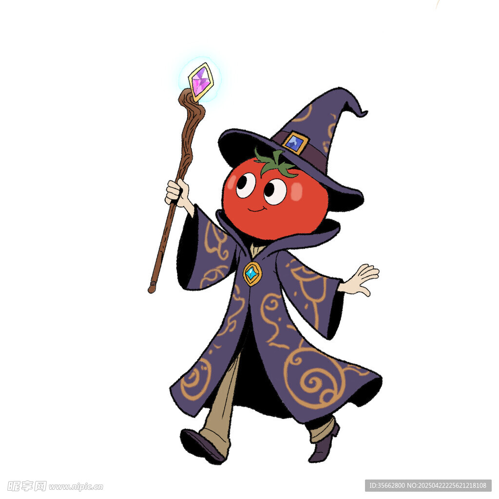 红色巫师形象手持魔法棒