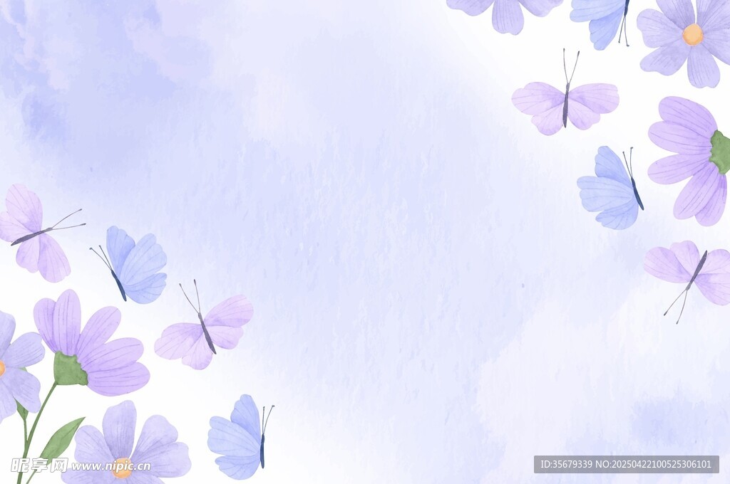 梦幻淡紫色花卉背景图