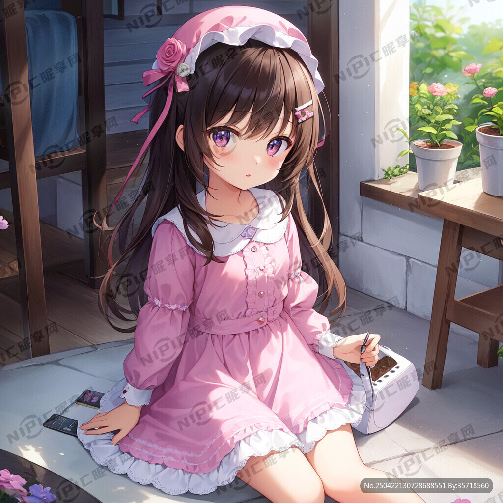 一个可爱的穿着粉色衣服的小女孩