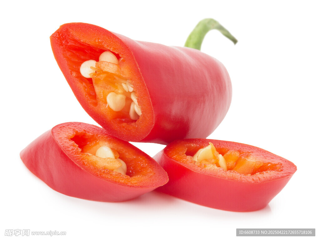 鲜红甜椒切片特写