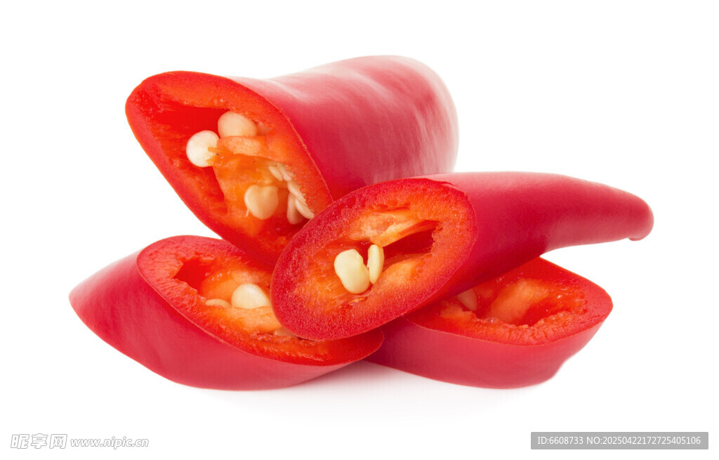 鲜红辣椒切片特写