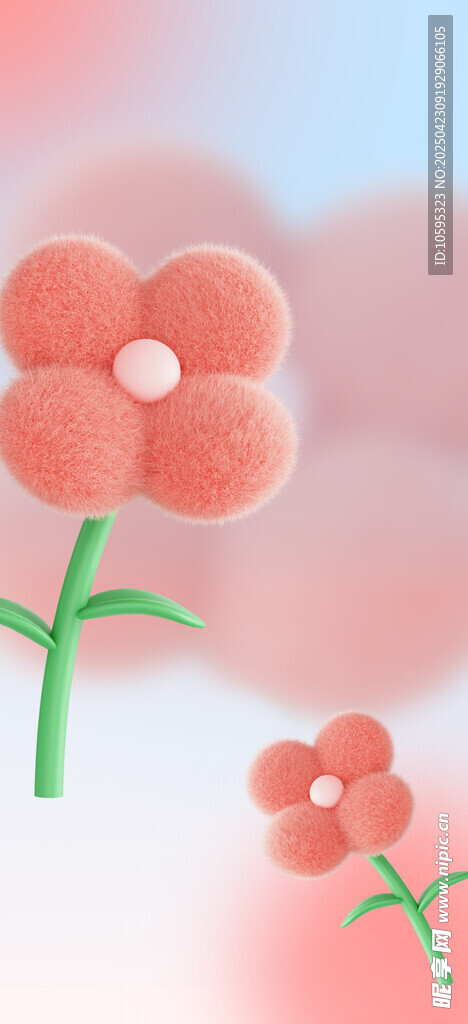 毛绒风小花手机壁纸