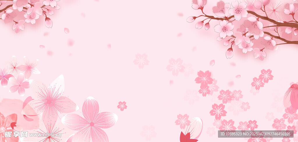 浪漫粉色樱花背景图
