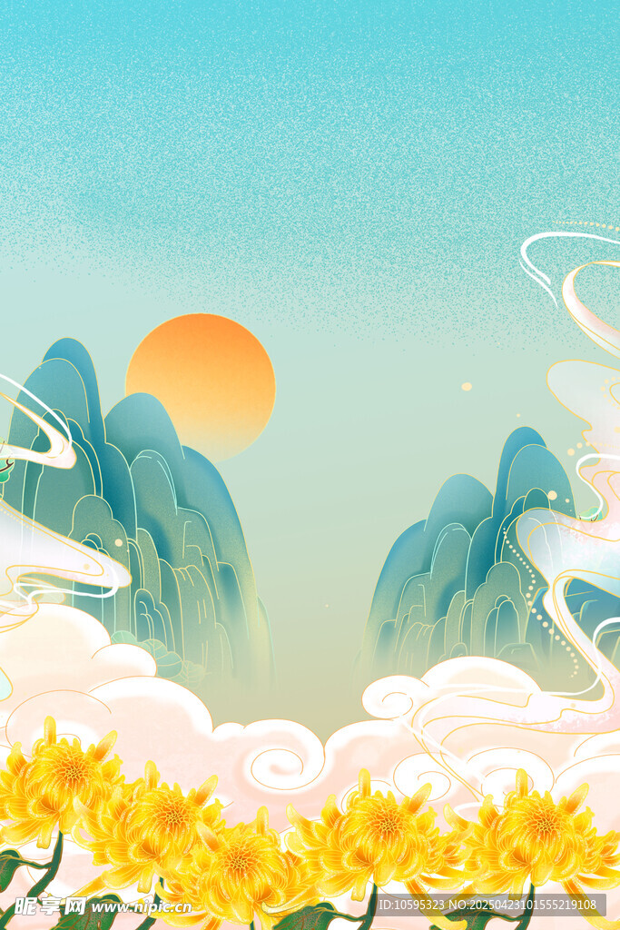 国潮秋季背景