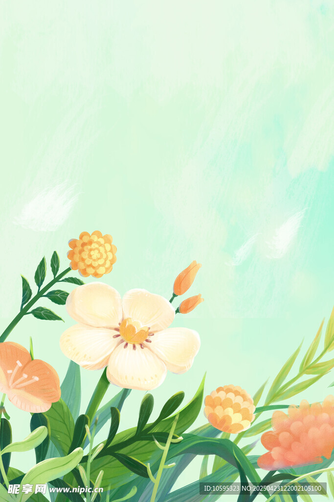 清新插画花朵背景
