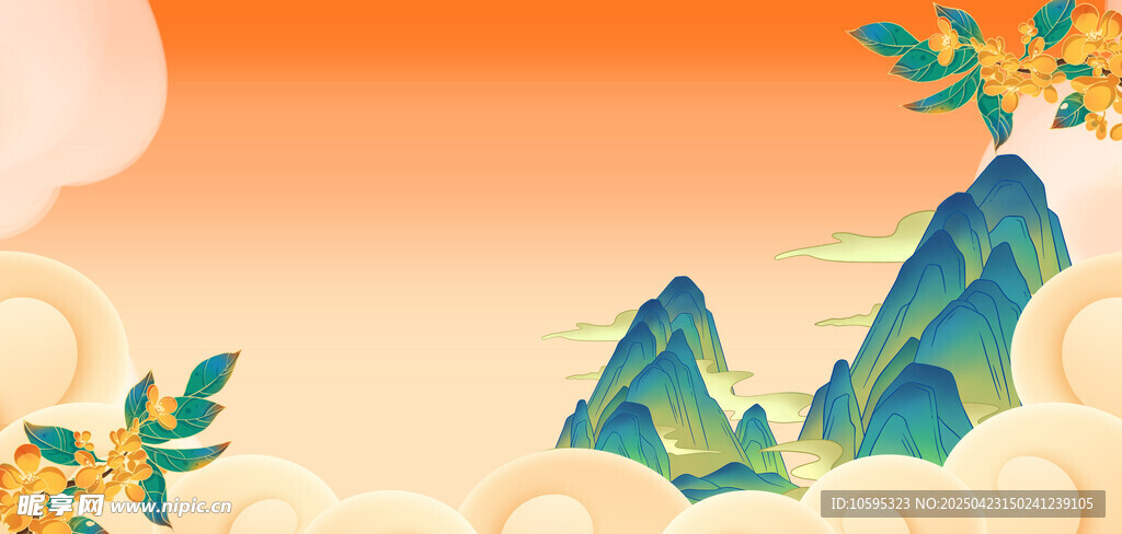 国潮青山背景