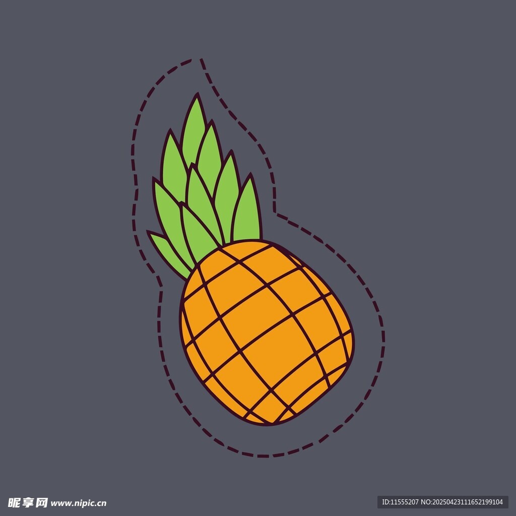 手绘卡通菠萝图案设计