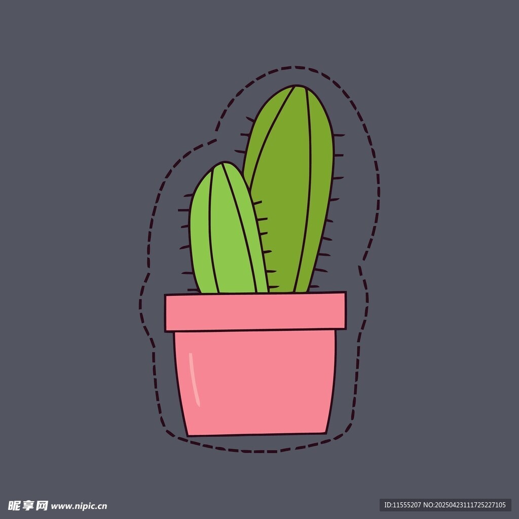 粉色花盆中的可爱仙人掌