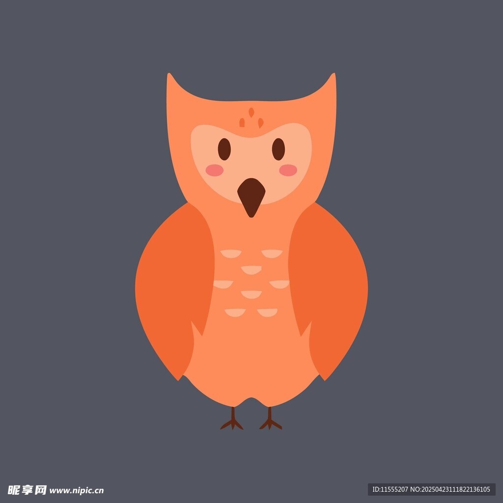 橙色猫头鹰卡通形象
