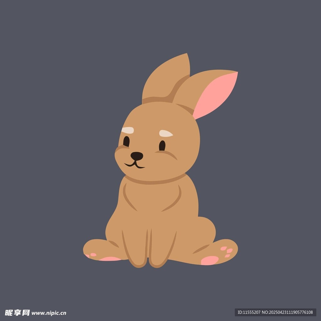可爱坐姿小兔子插画