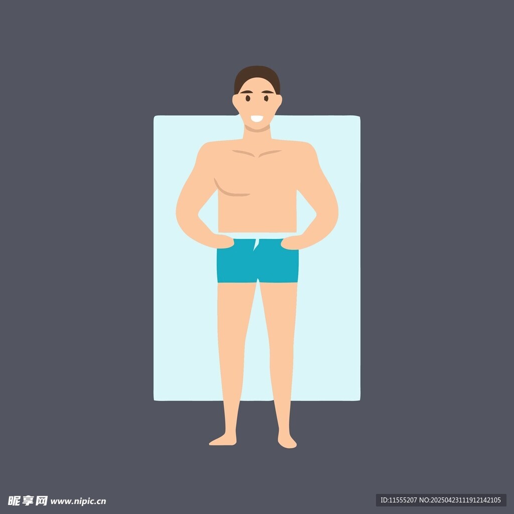 穿泳裤站立的男性形象