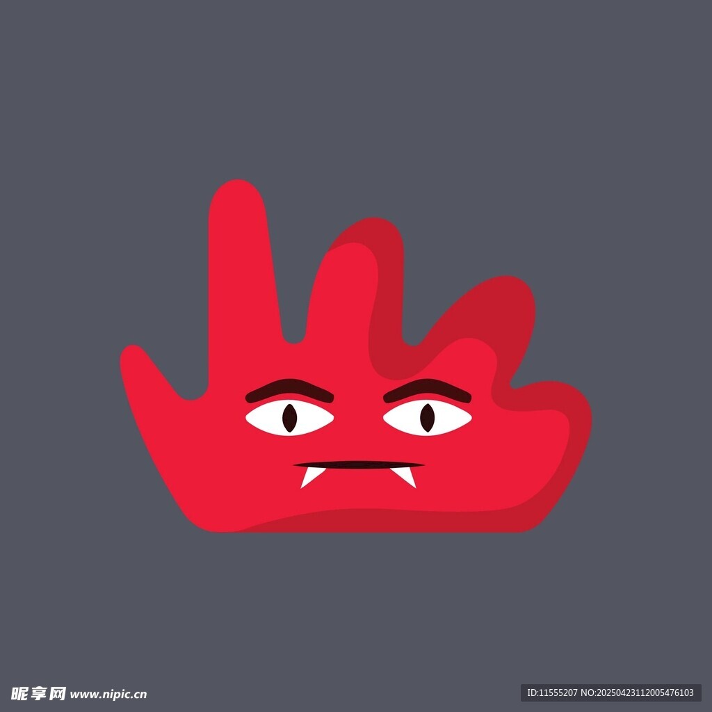 愤怒的红色手掌表情