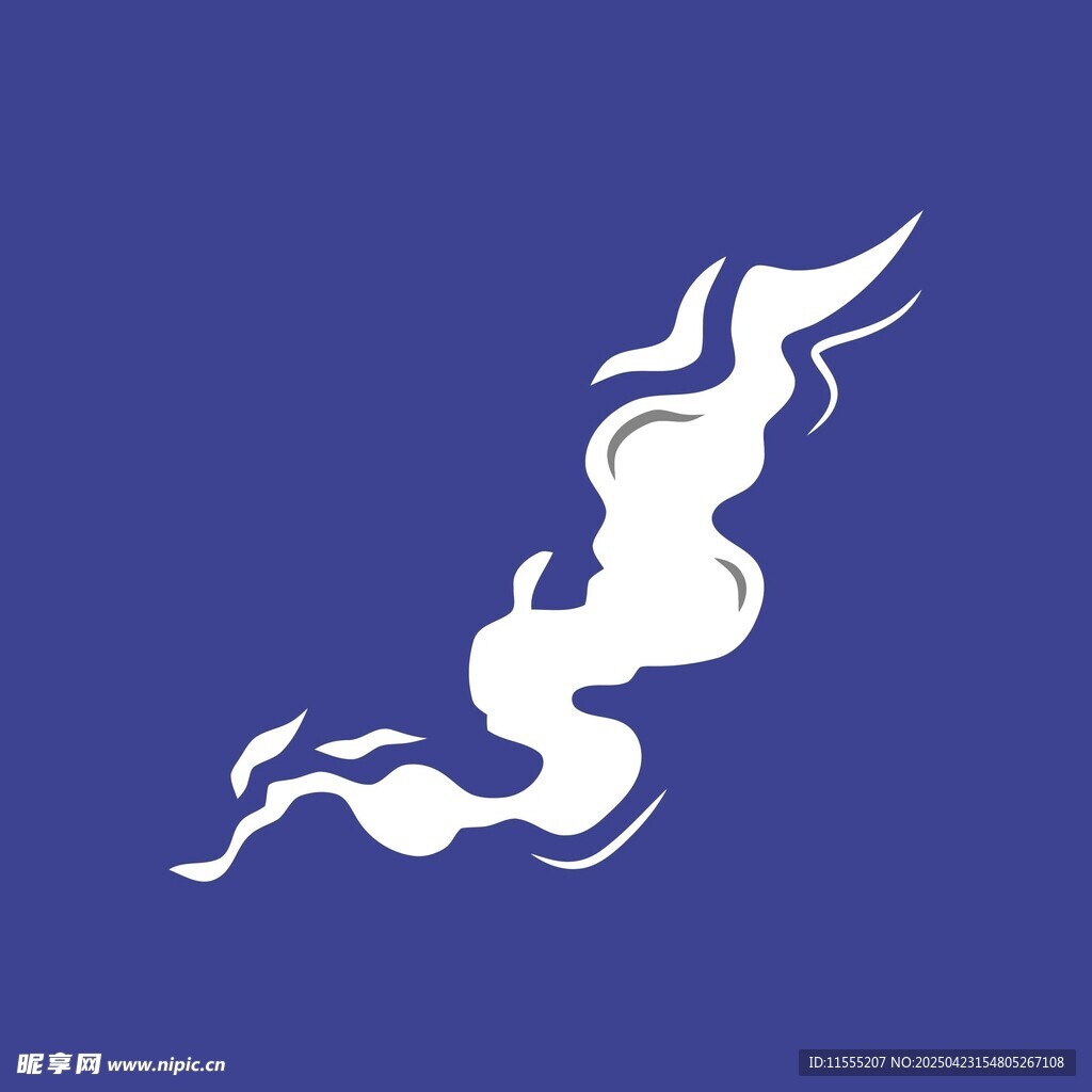 蓝色背景上的白色飘逸图案