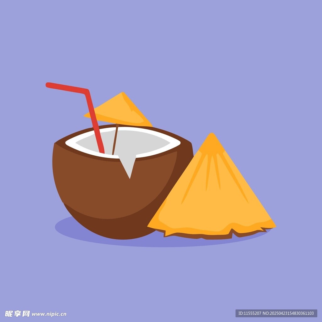 椰子与三角糕点的美味组合