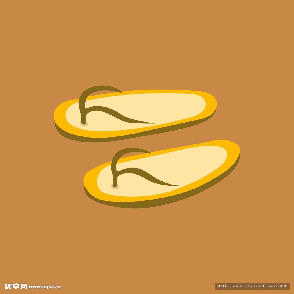 黄色人字拖插画