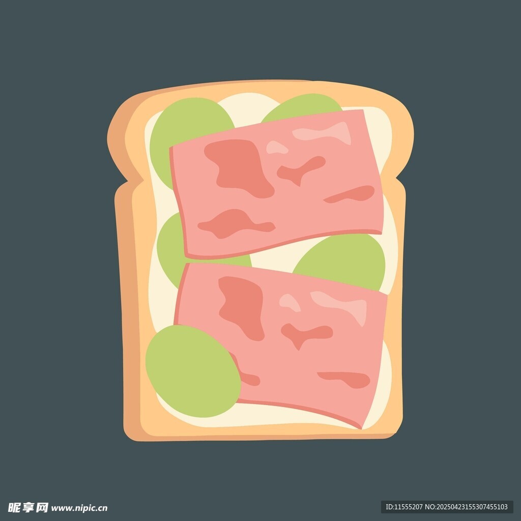 美味火腿三明治插画