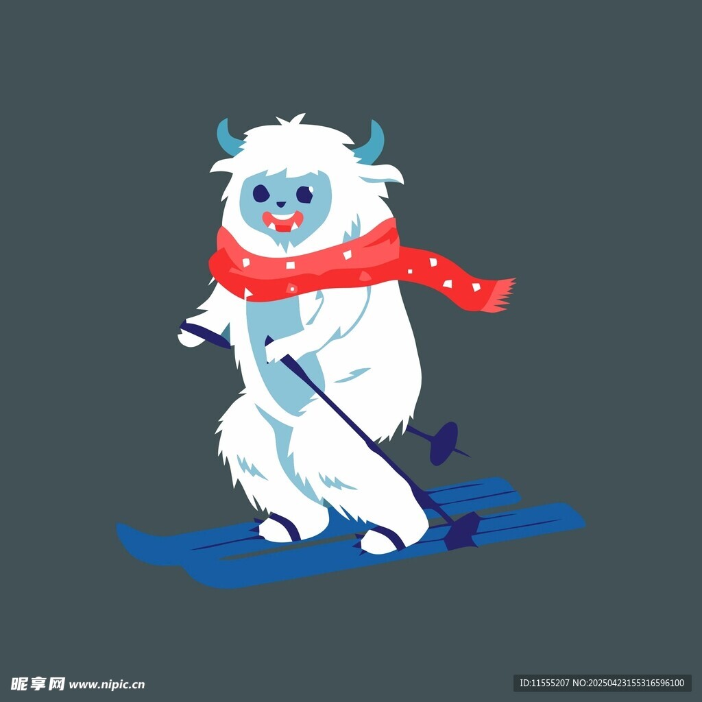 滑雪的可爱雪人