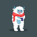 可爱雪人怪兽手持紫色物件