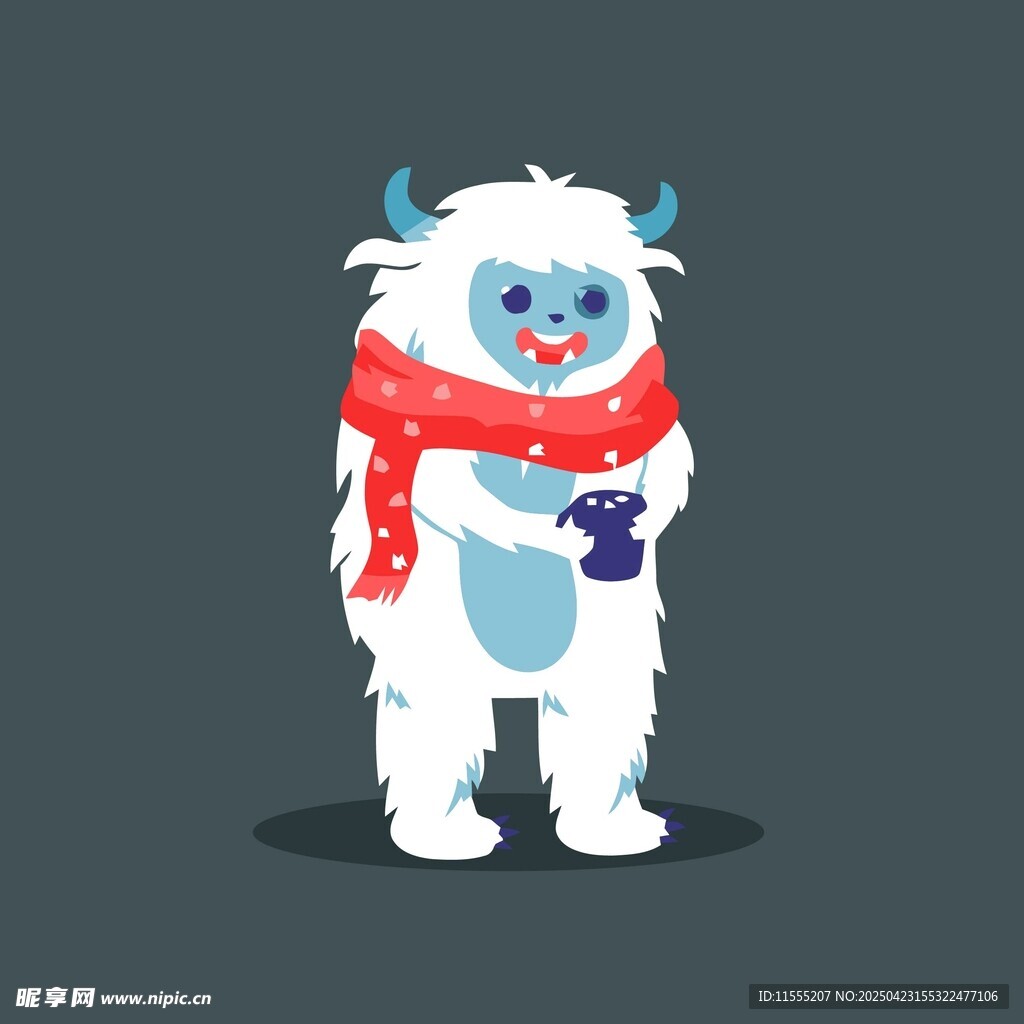 可爱雪人怪兽手持紫色物件