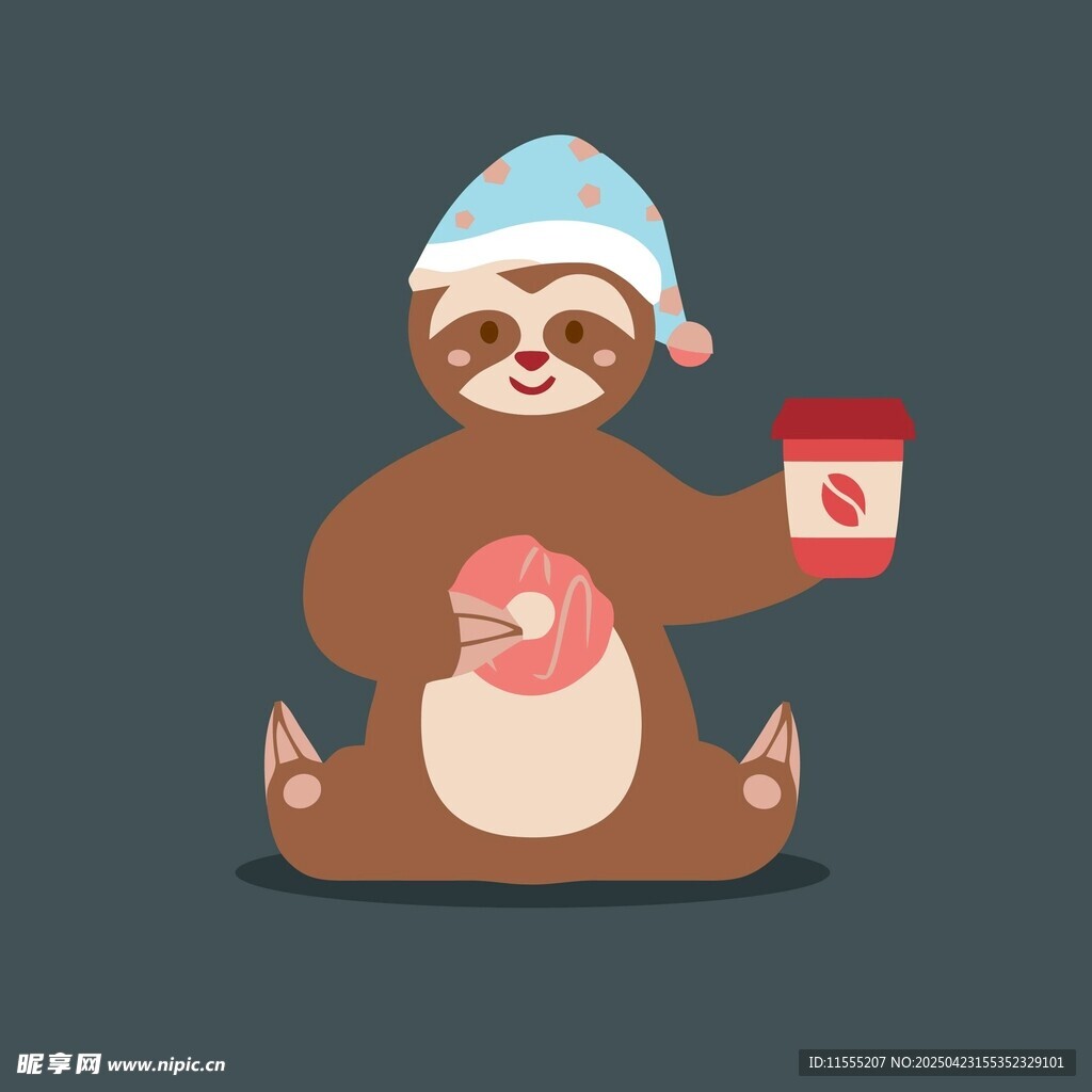 树懒惬意享用咖啡与甜点