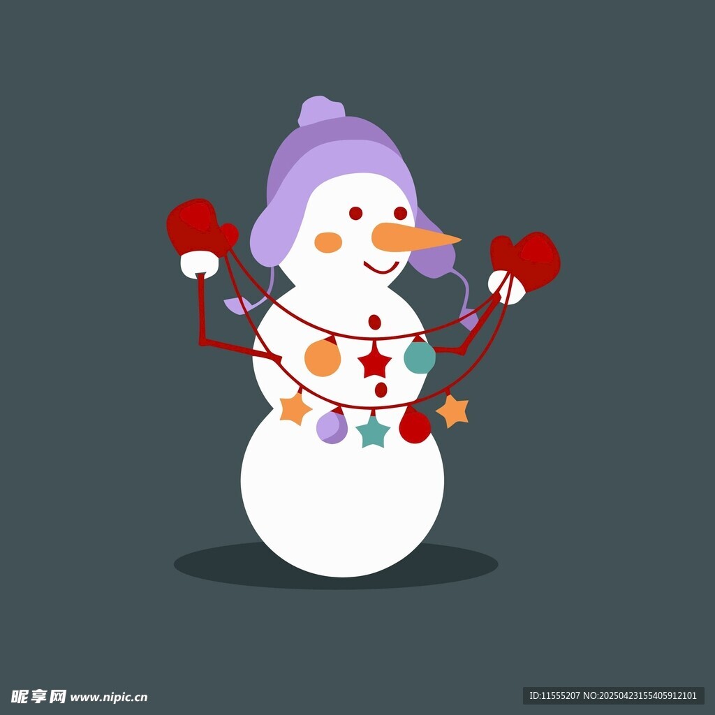 可爱雪人装扮着彩色饰品