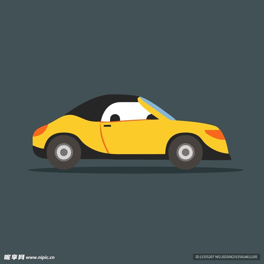 黄色敞篷卡通汽车
