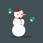 可爱雪人挥舞绿色手套