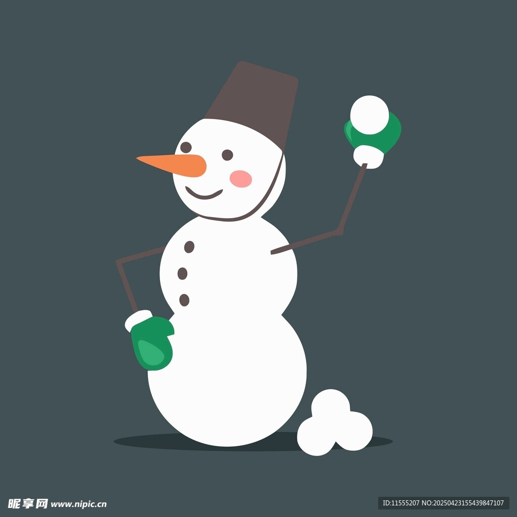 可爱雪人俏皮玩雪球