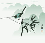 竹枝上的翠鸟