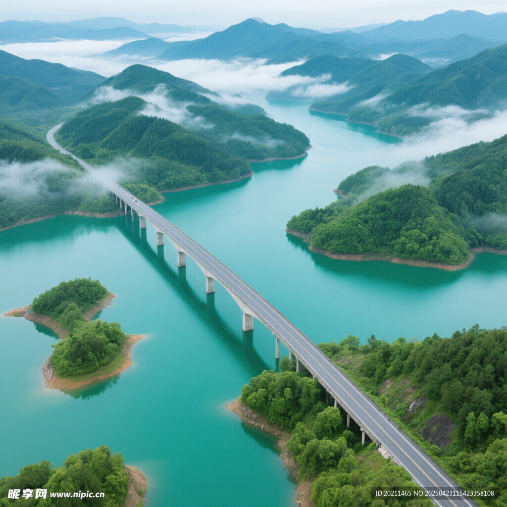 青山绿水间的壮美大桥
